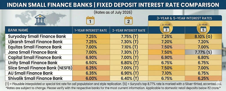 Best fixed deposit rates in June 2026: Compare FD interest of top SFBs ...