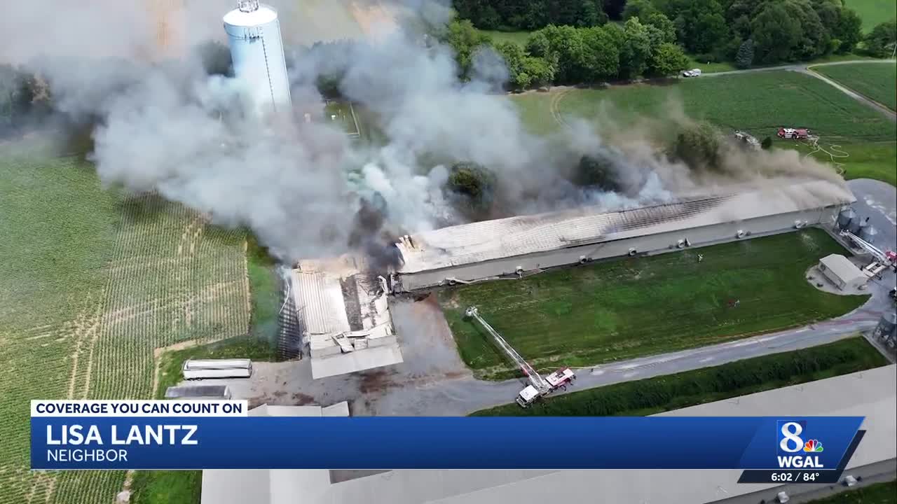 Emergency crews respond to a chicken house fire in Lancaster County