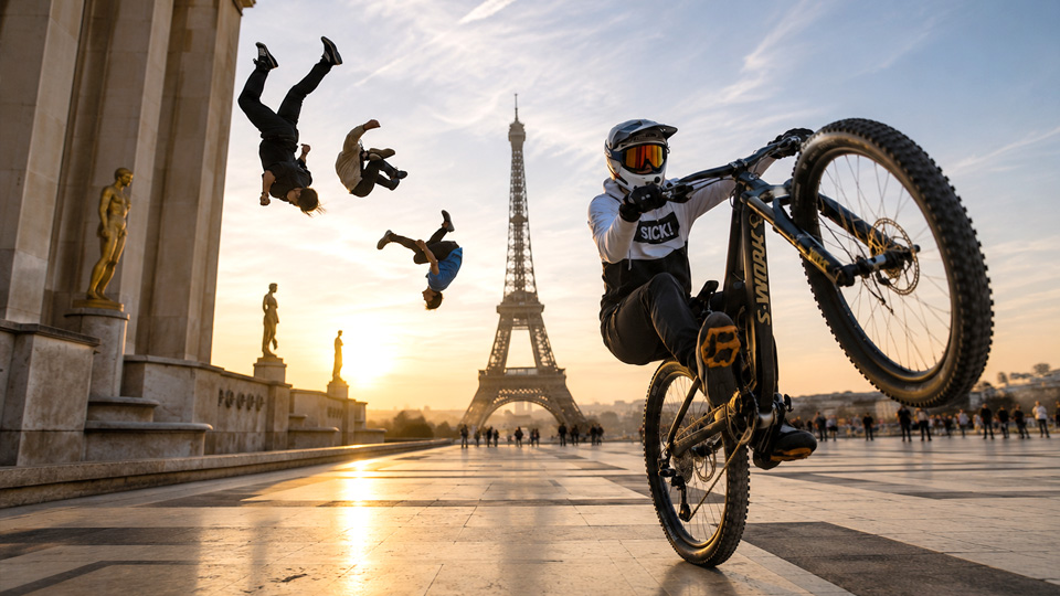 Bike vs parkour race takes over rooftops in Europe