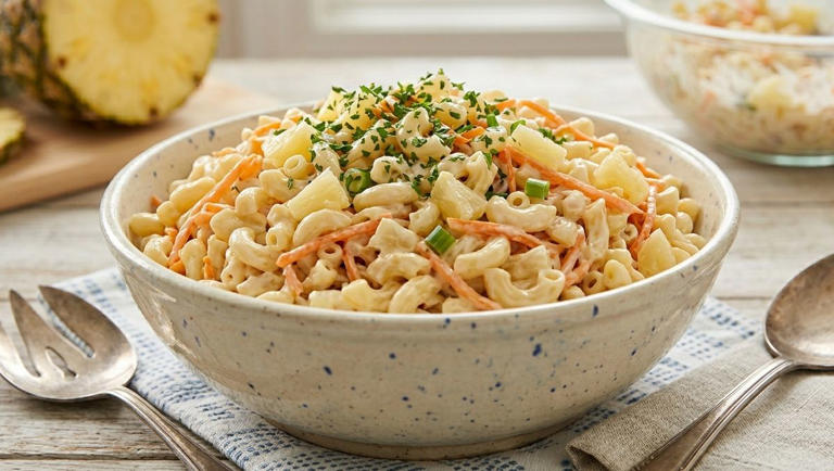 ensalada de pasta hawaiana,cómo hacer ensalada de pasta hawaiana,ensaladas fáciles y rápidas,receta de ensalada de pasta hawaiana