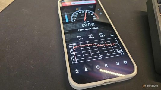 An app that measures sound levels running on a OnePlus 15.