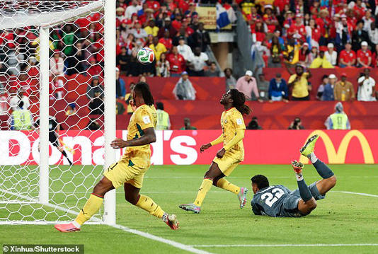 Caleb Yirenkyi (centre) scored at the death to snatch victory for Ghana