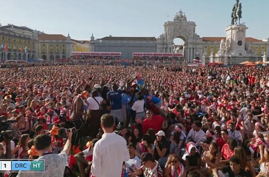 Nothing could dim the joy of the small clutch of DR Congo fans celebrating the equaliser in the centre of Lisbon