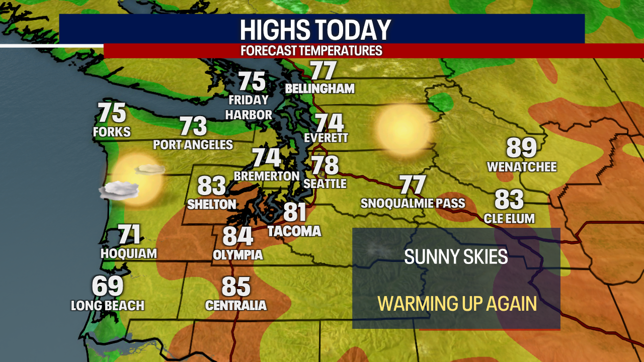 Seattle weather: Sunny skies and warming temperatures, highs in the 70 ...