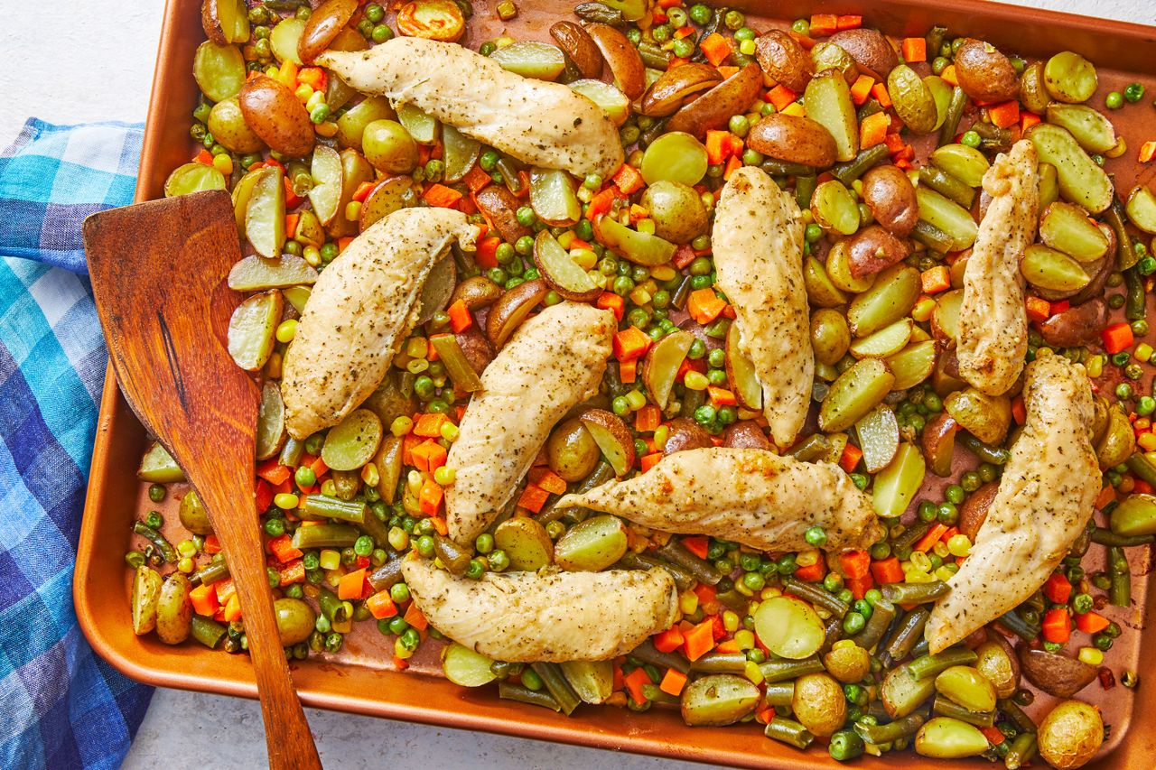 Sheet-Pan Ranch Chicken And Vegetables