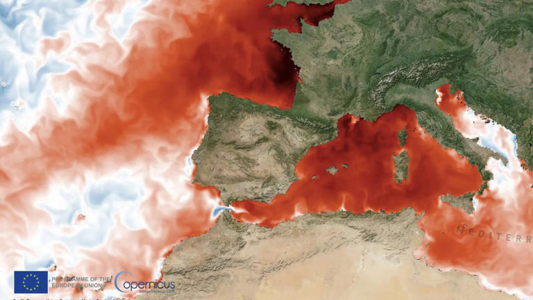 Mapa térmico del Mediterráneo (ESA/Copernicus)