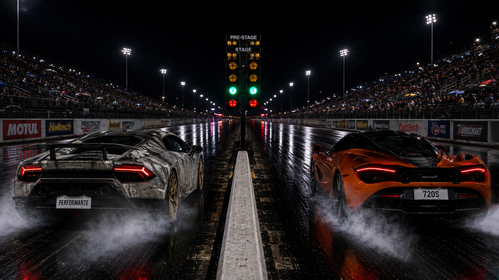 850HP Huracan Performante vs McLaren 720S drag race