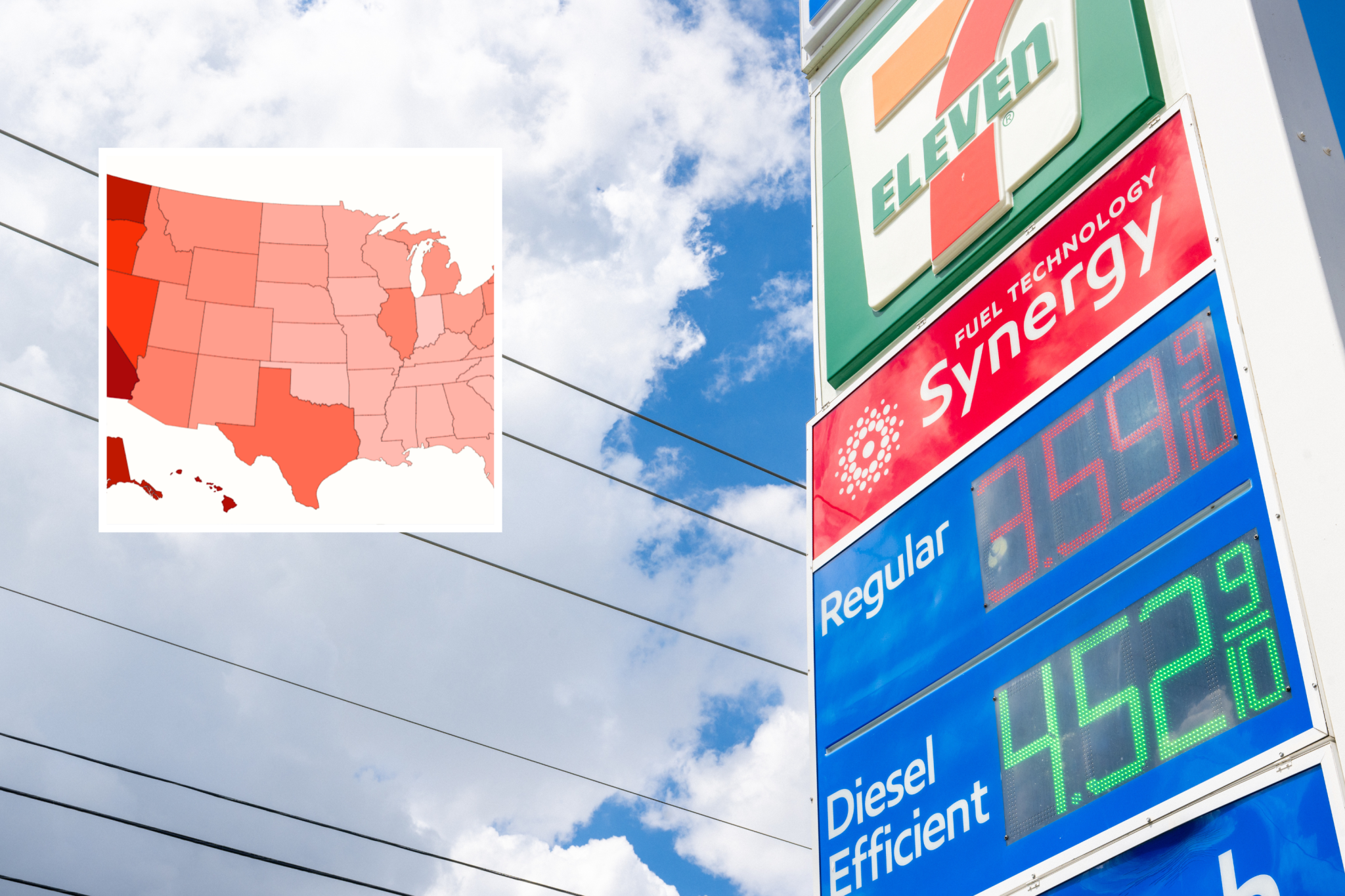 Map shows gas prices in each state as average falls below $4