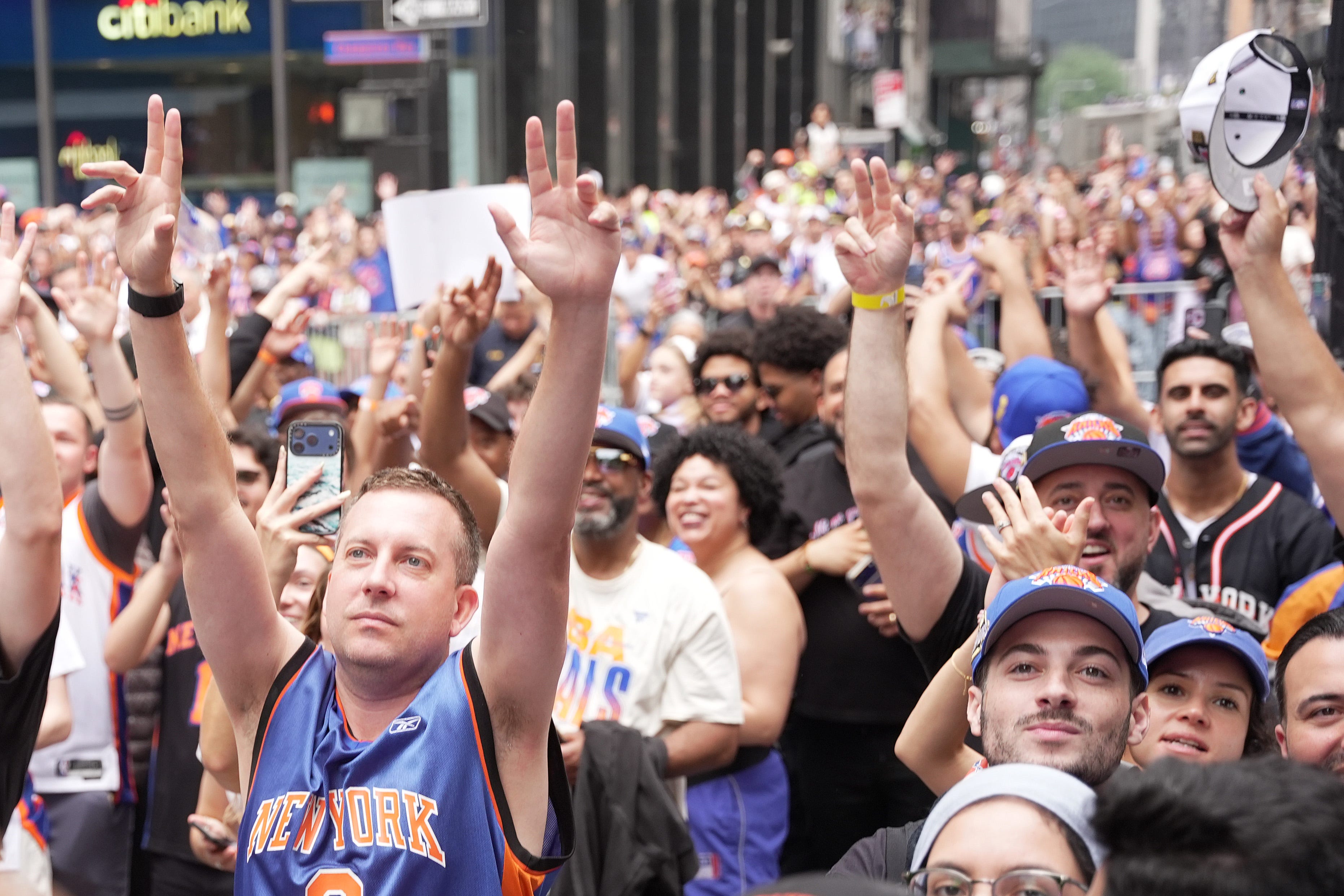 This aerial view of the Knicks parade in New York City is jaw-dropping