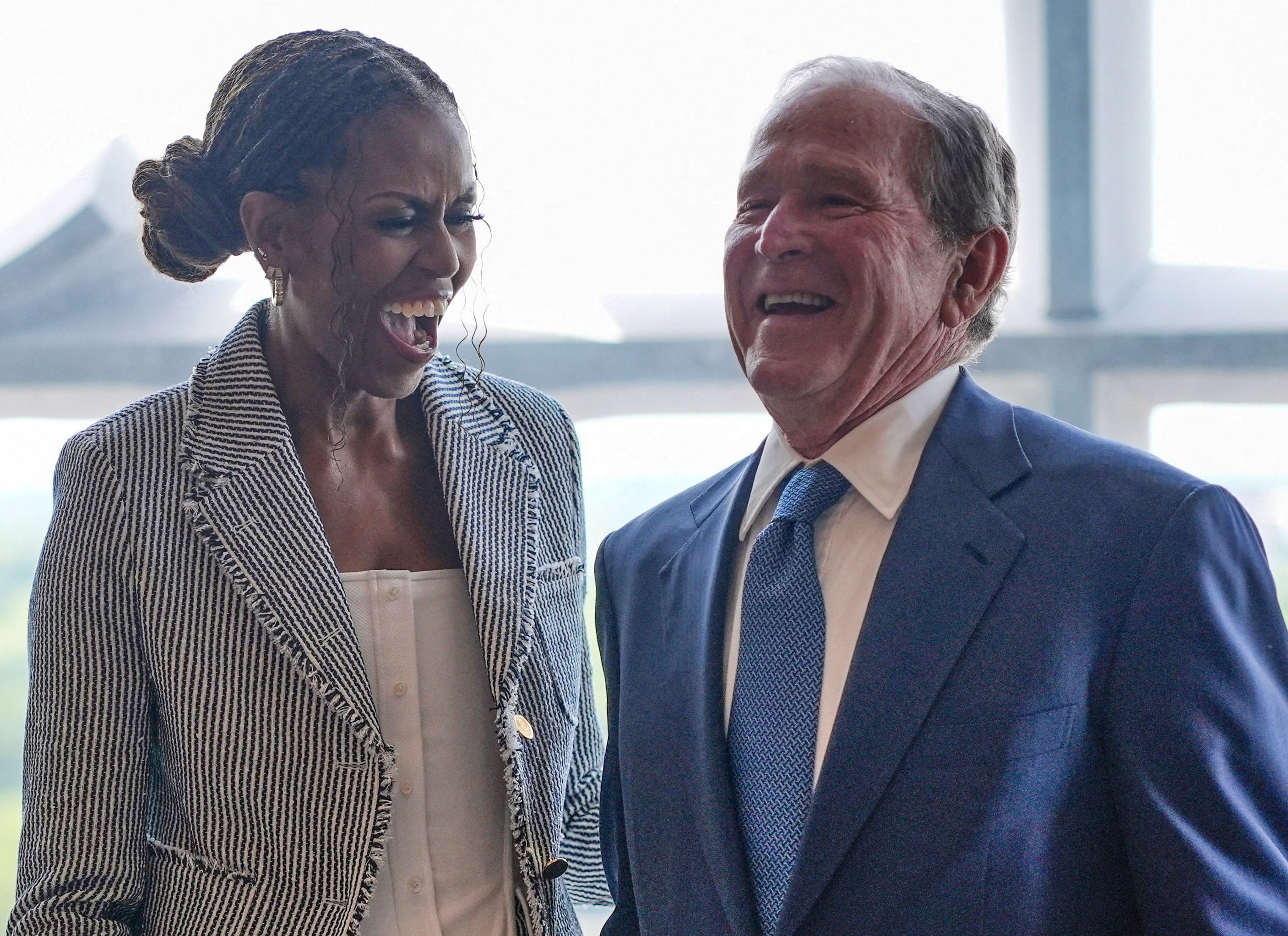 George W Bush joins Obama Presidential Center opening in Chicago