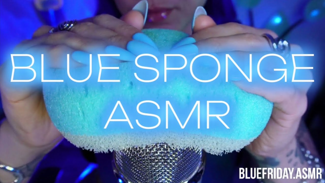 Soft and soothing blue sponge ASMR