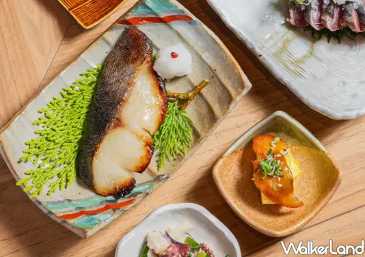 ▲深受饕客喜愛的經典味噌銀鱈，經特製味噌醃漬炙烤後油脂融化在口中，右側為層次感豐富的精緻甜味鰻魚玉子燒。