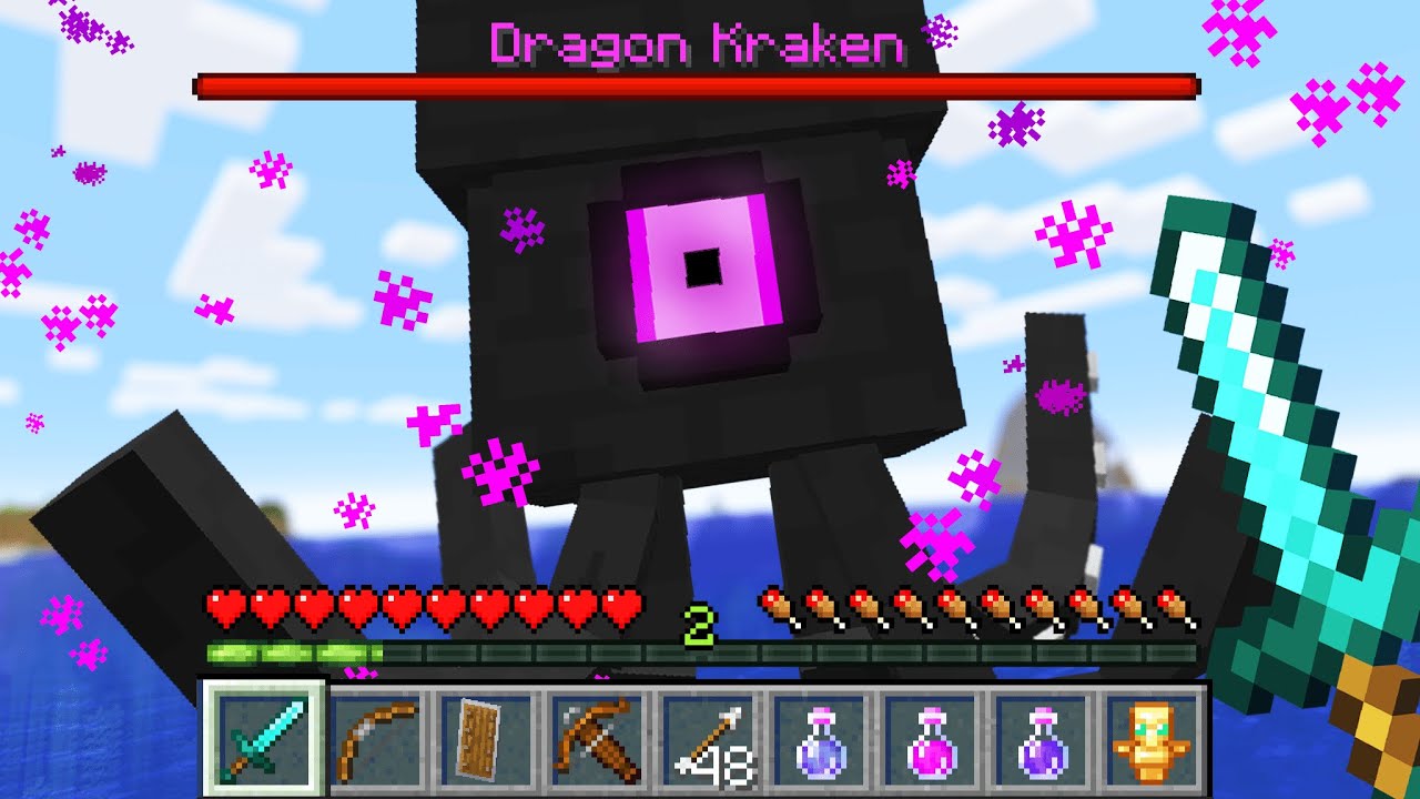 Battling against unique and powerful custom bosses in the Minecraft world