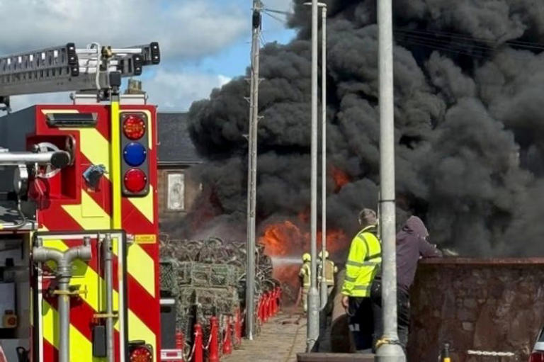 Arbroath harbour fire as firefighters tackle major blaze after black ...