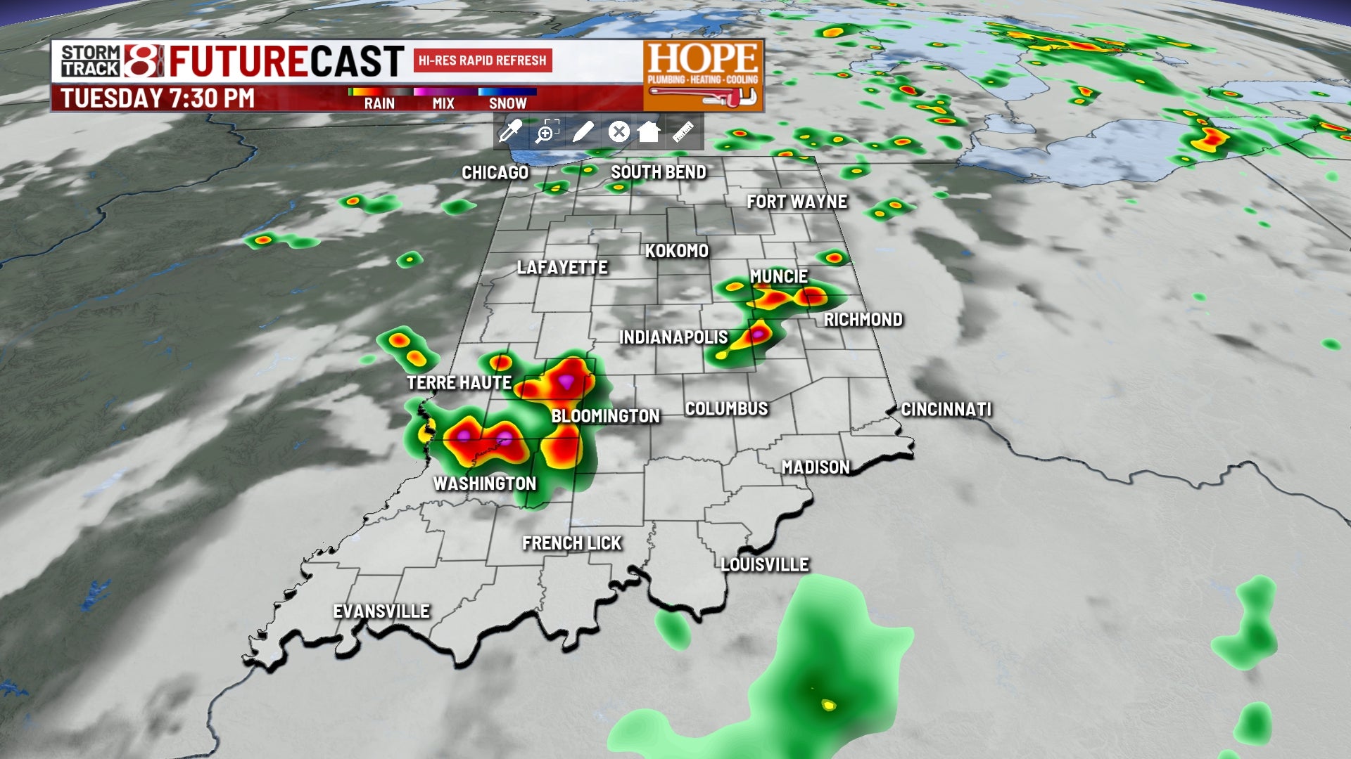 Scattered storms continue today, hottest air of the season mid-week ...