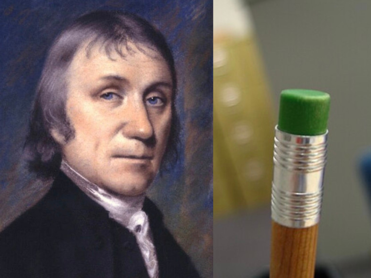 In 1770, a scientist was handling a lump of rubber and found it rubbed ...
