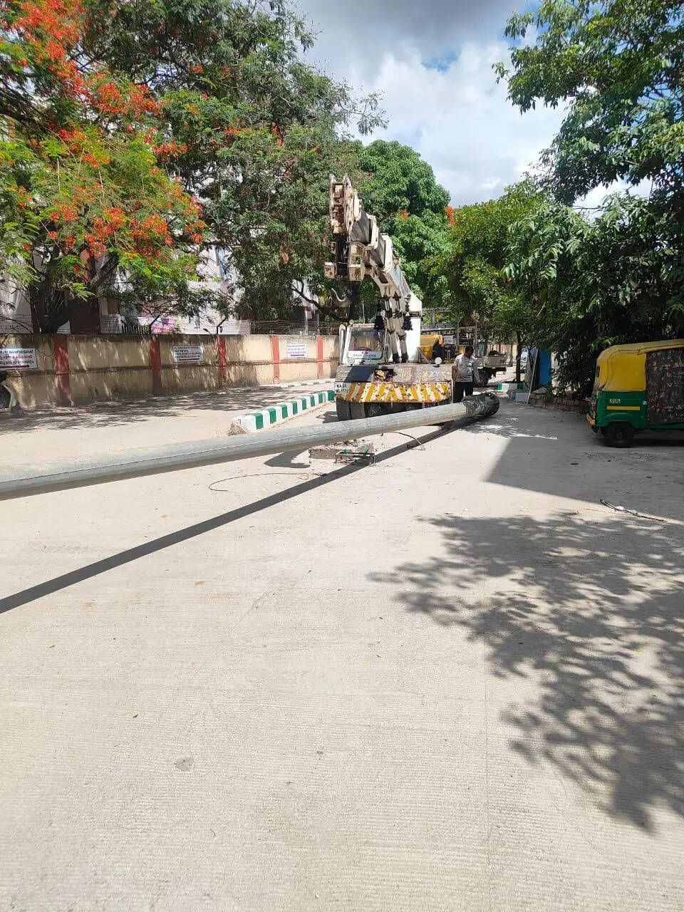 Pole on newly-resurfaced Prof UR Rao Road in Bengaluru relocated after ...