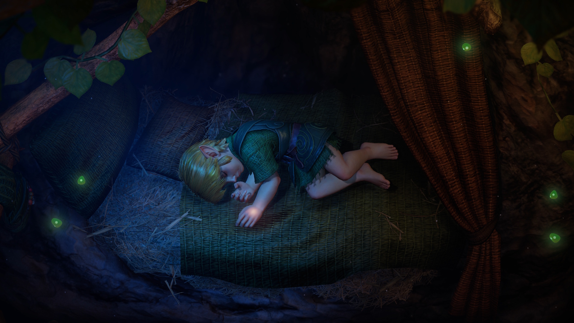 Legend of Zelda: Ocarina of Time remake screenshot of Link sleeping