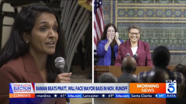 AP projects Nithya Raman, Karen Bass runoff for L.A. mayor