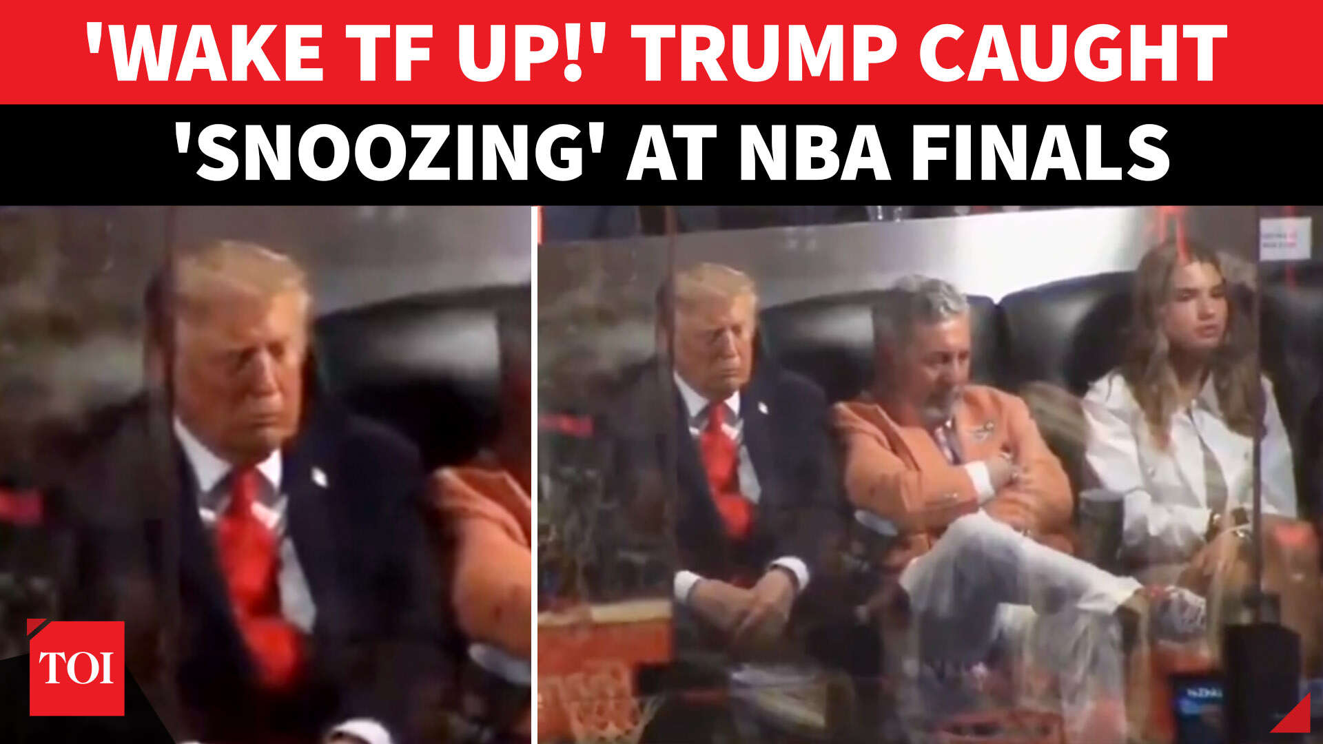 Trump caught 'sleeping' on camera after NBA boos; cameras catch awkward ...