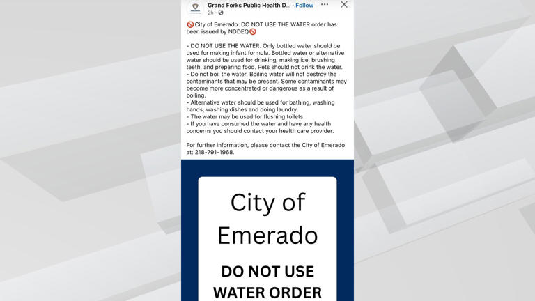 Do not use water order issued for city of Emerado