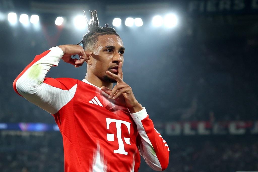 PARIS, FRANCE – APRIL 28: Michael Olise of FC Bayern Munich celebrates scoring his team’s second goal during the UEFA Champions League 2025/26 Semi Final First Leg match between Paris Saint-Germain and FC Bayern München at Parc des Princes on April 28, 2026 in Paris, France. (Photo by Alexander Hassenstein/Getty Images)