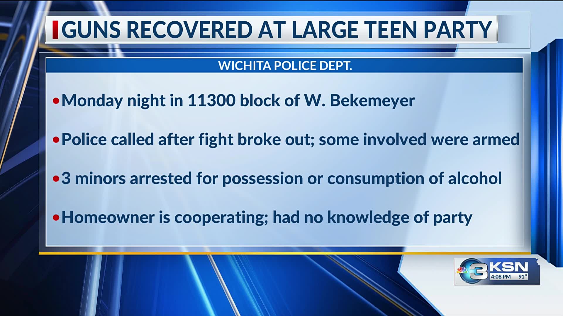 Police seize nine guns at teen party in west Wichita