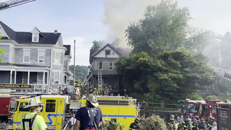 Crews battle large house fire in Sunbury