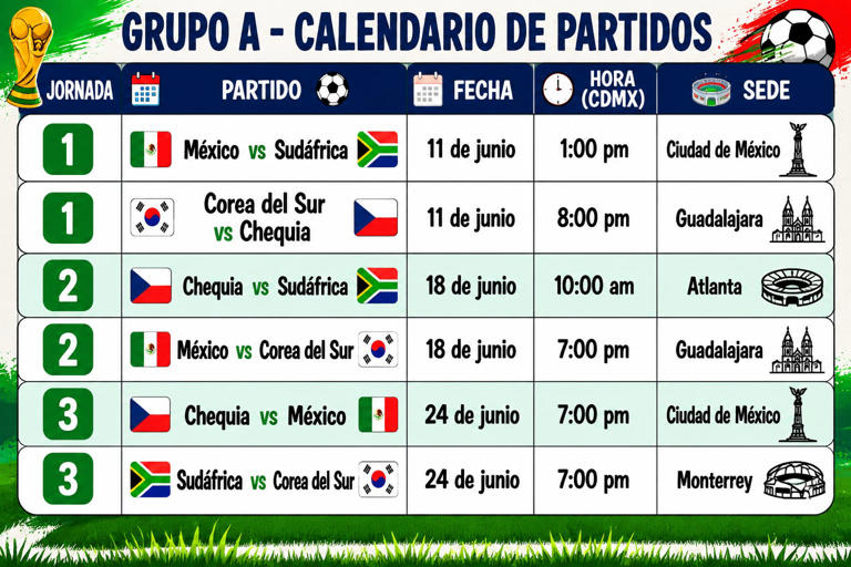 ¿Qué días jugará México? Este es el calendario oficial de partidos de ...