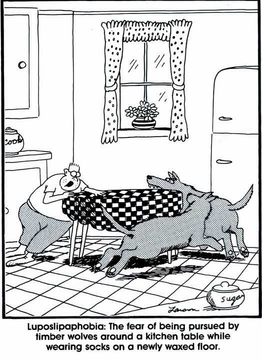 The strip presents Luposlophaphobia, a rare fear that is quite specific to the strip.
