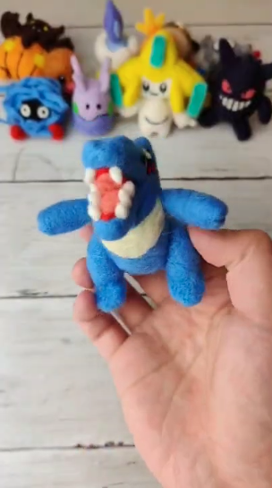 Totodile wool art with a fun handmade look