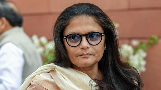 TMC leader Sushmita Dev at the Parliament House premises