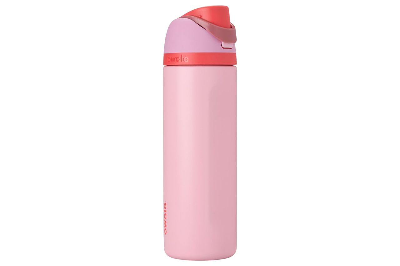 Owala FreeSip Insulated Stainless Steel Water Bottle with Straw for Sports and Travel, BPA-Free Sports Water Bottle, 24 oz, Pink, Angel Food Cake