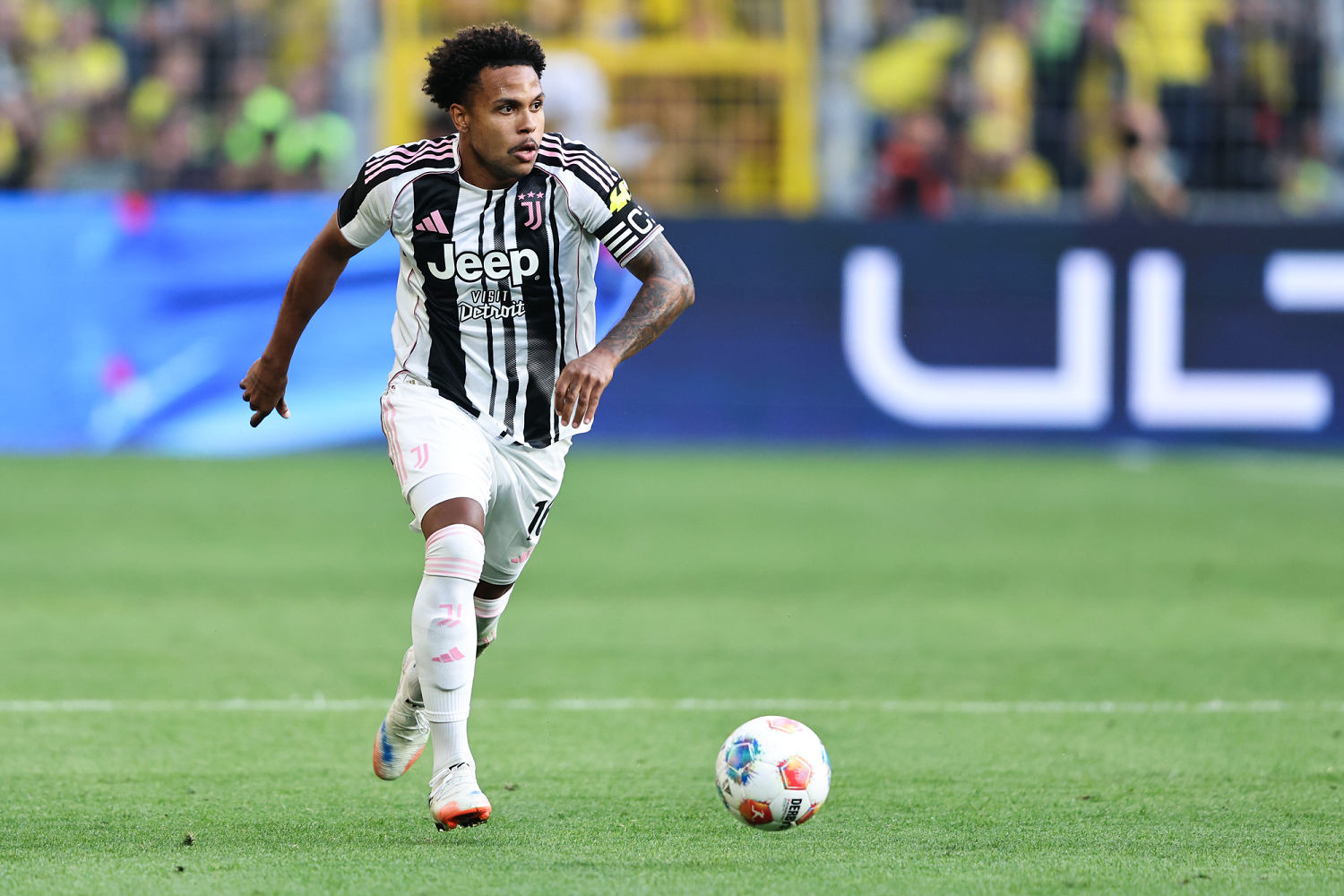 Weston McKennie of Juventus in a preseason friendly match against Borussia Dortmund in August. (Christof Koepsel / Getty Images file)