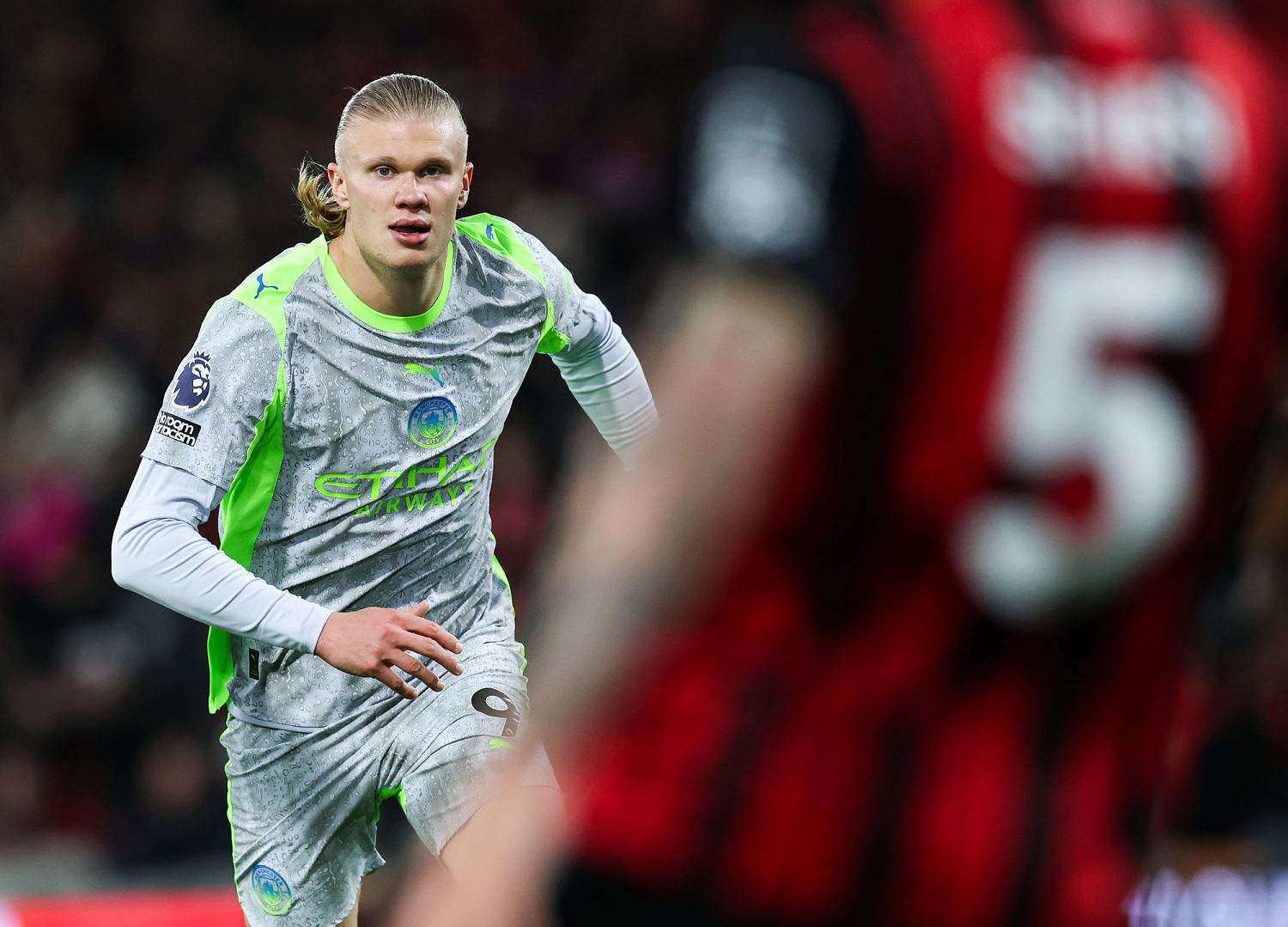 Erling Haaland of Manchester City against Bournemouth on May 19. (Eddie Keogh / Getty Images file)