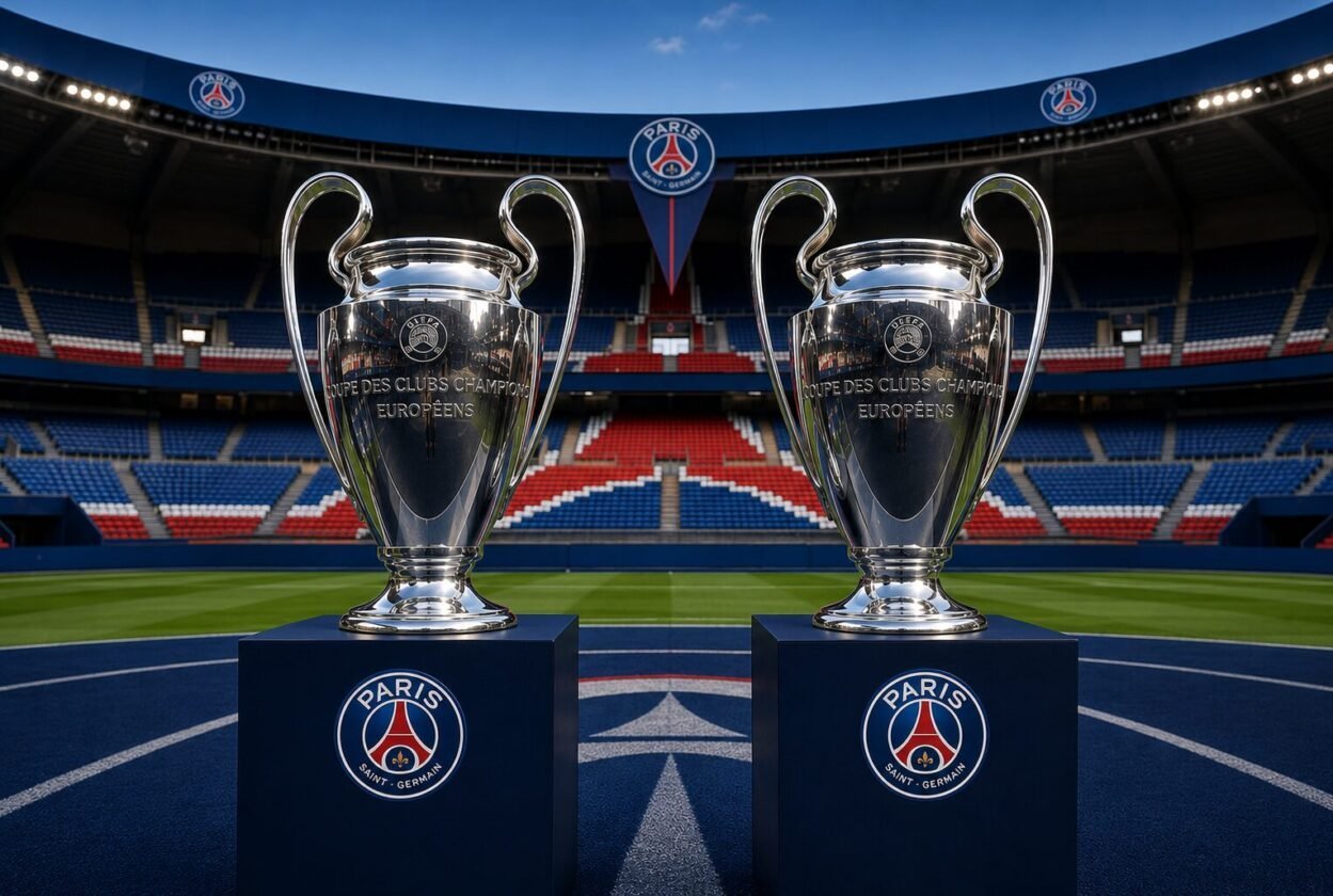 psg-s-second-champions-league-trophy-arrives-at-the-parc-des-princes