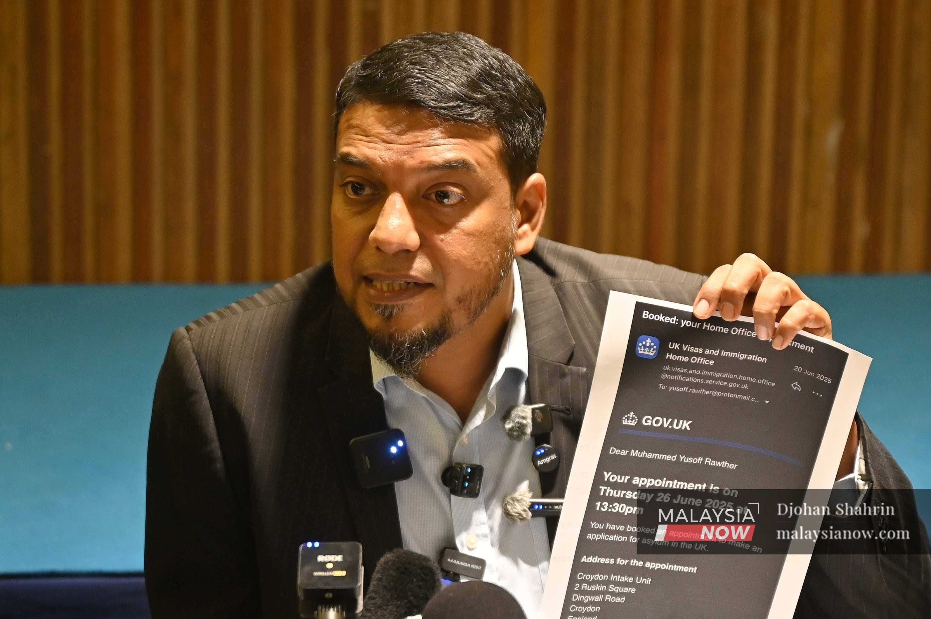 It is not safe for me to remain in Malaysia, says Yusoff Rawther as UK ...