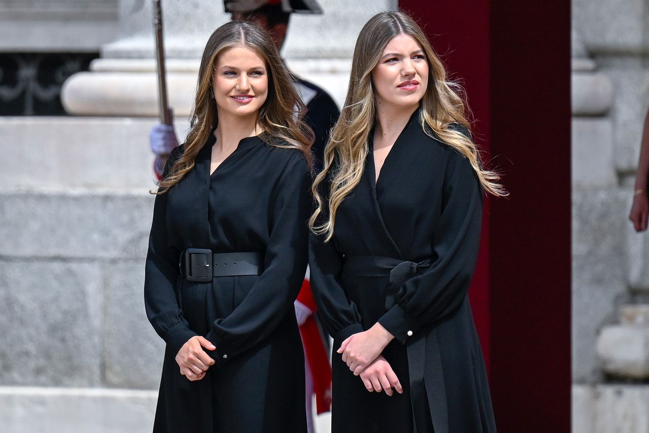 Princess Leonor and Infanta Sofia attend the welcoming ceremony for Pope Leo XIV at the Royal Palace in Madrid, Spain on June 6, 2026 Credit: Alberto Ortega/Europa Press/Getty