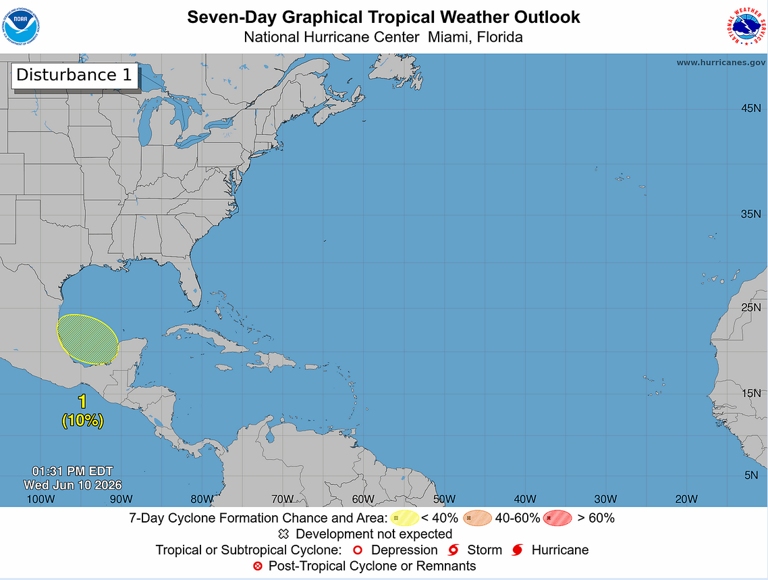 The NHC eyes the first disturbance of the Atlantic hurricane season