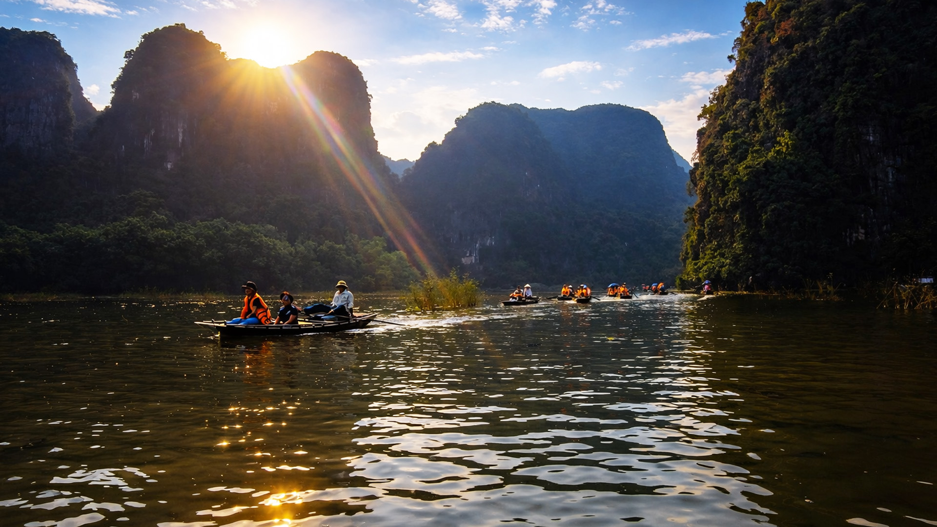 A Scenic Boat Journey Through Trang An Vietnam 4K 