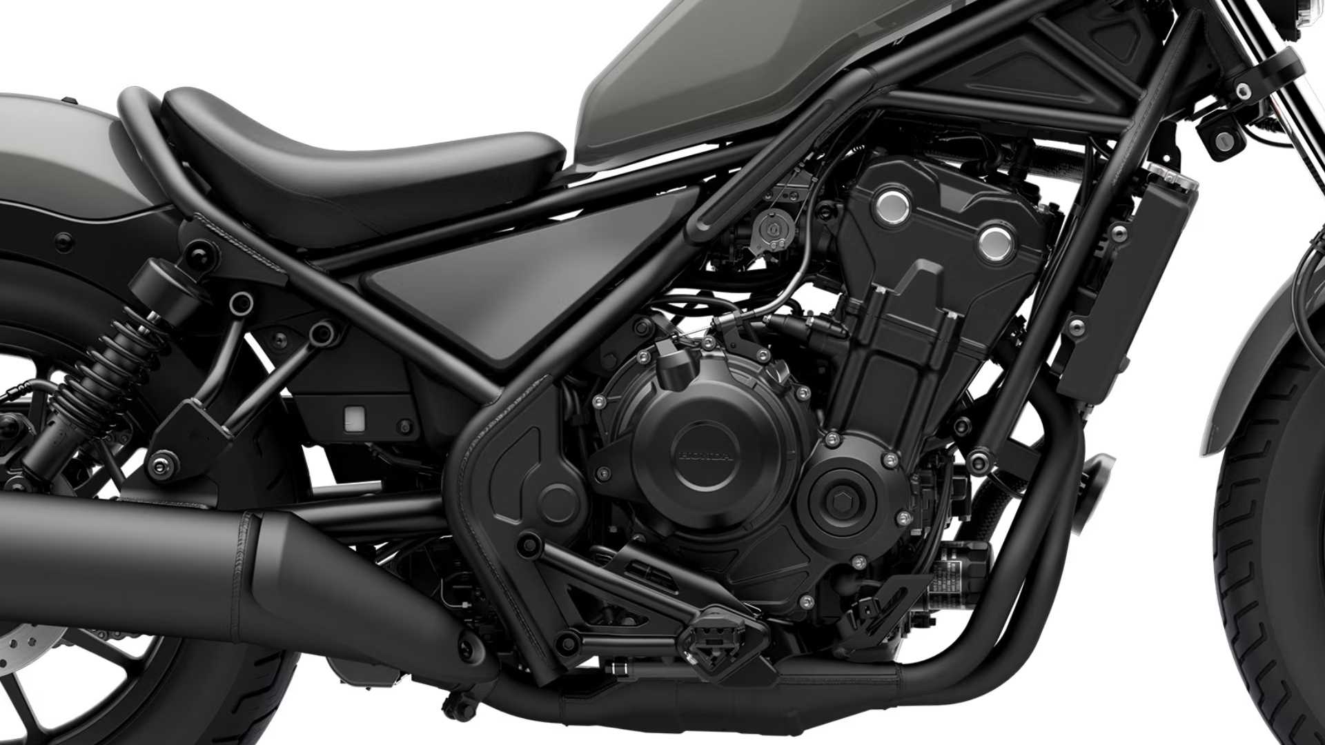 Honda Rebel 500 engine close-up shot