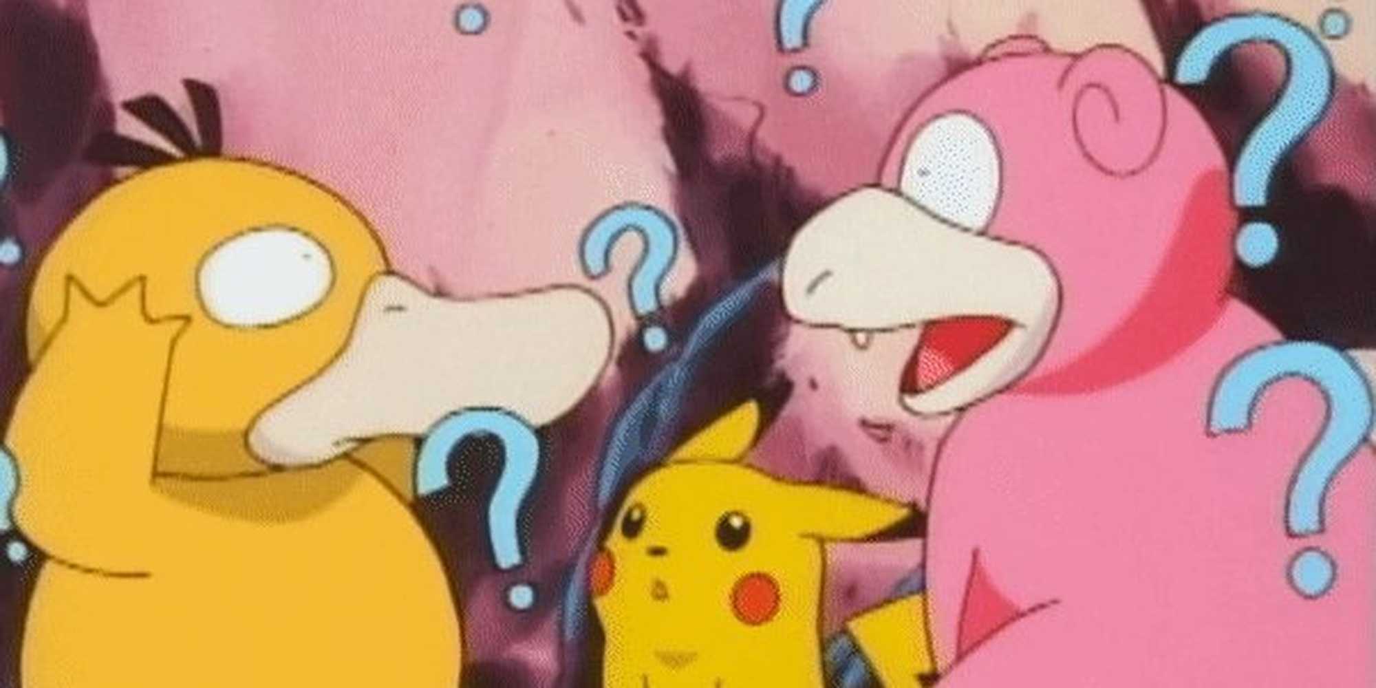 Psyduck and slower confused with Pikachu watching