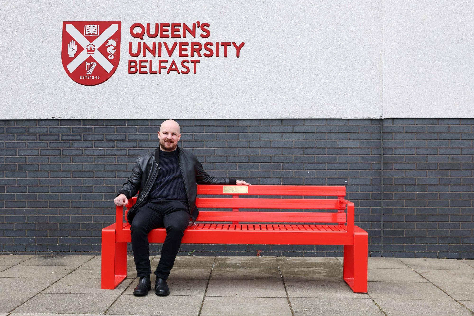 QUB graduate has red bench unveiled in his honour