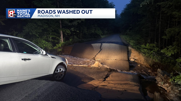 Torrential rain washes out several New Hampshire roads