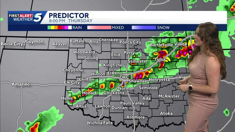 Storms with large hail, strong winds moving across Oklahoma Thursday