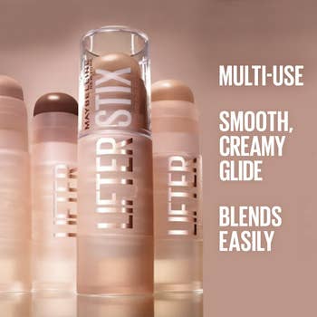 Several makeup sticks, labeled as