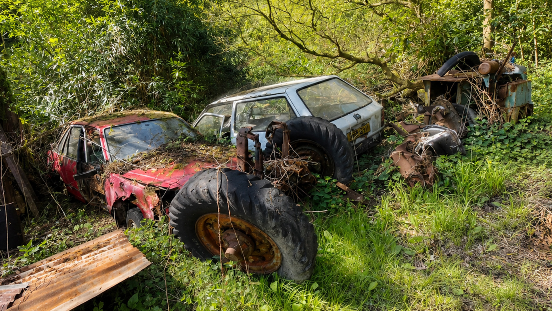 Inside a rural barn preserving vehicles from a working farm