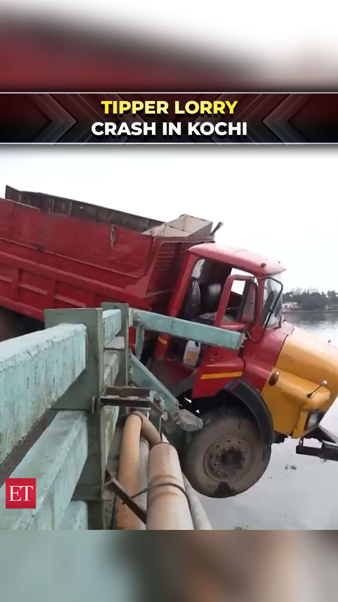 Kochi: Tipper lorry crashes into Kundannoor-Thevara bridge railing
