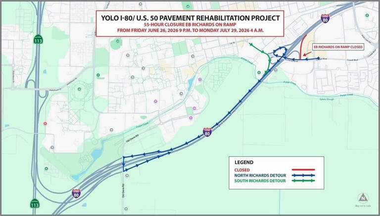 Caltrans warns busy I-80 on-ramp will close in June for weekend ...