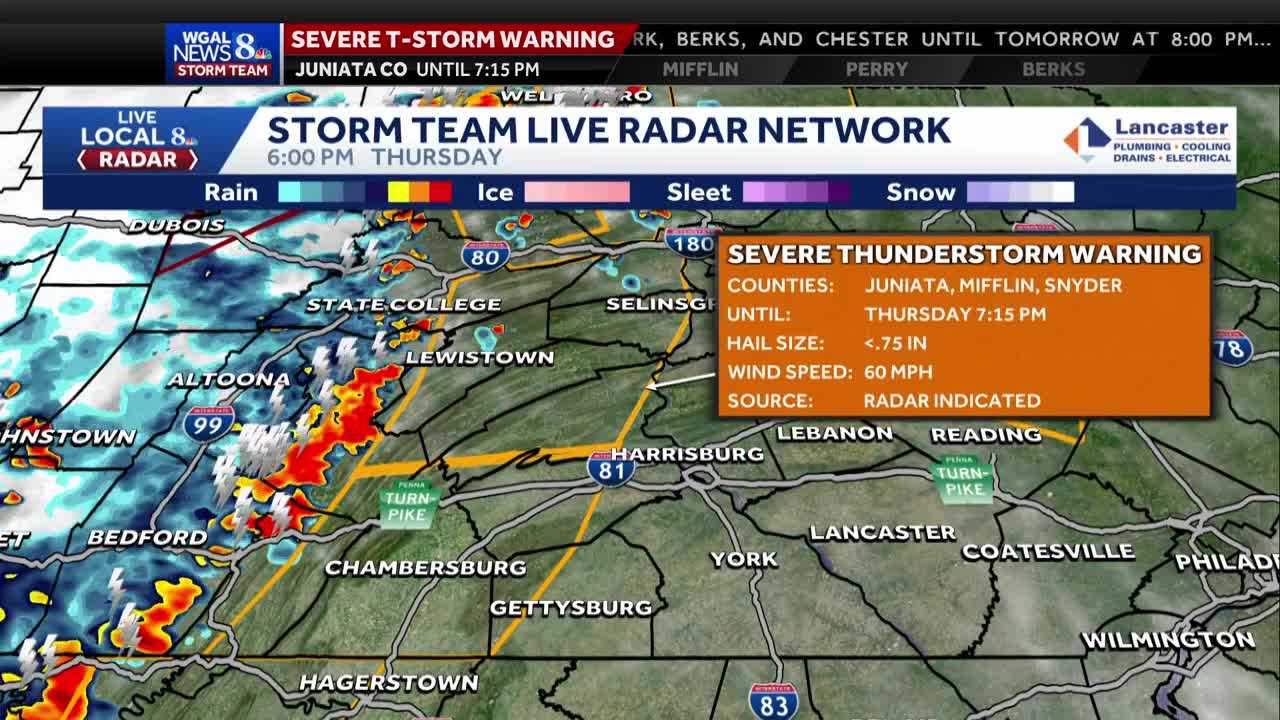 NWS: A severe thunderstorm warning issued for Juniata, Mifflin and ...